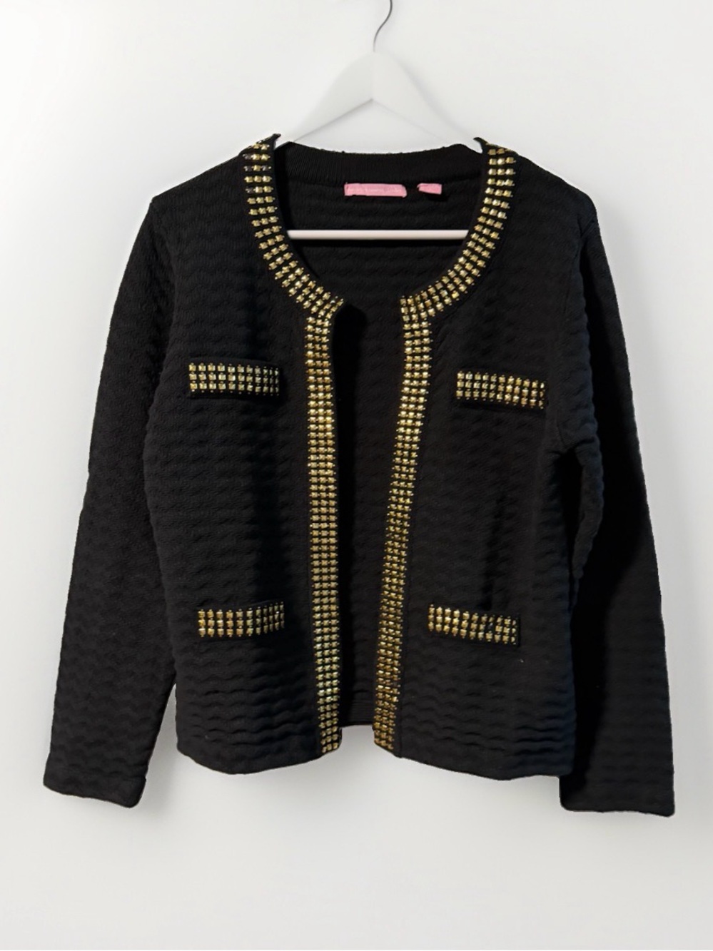 Michael Simon Studio Cotton Cardigan With Gold Embellishments Size Large